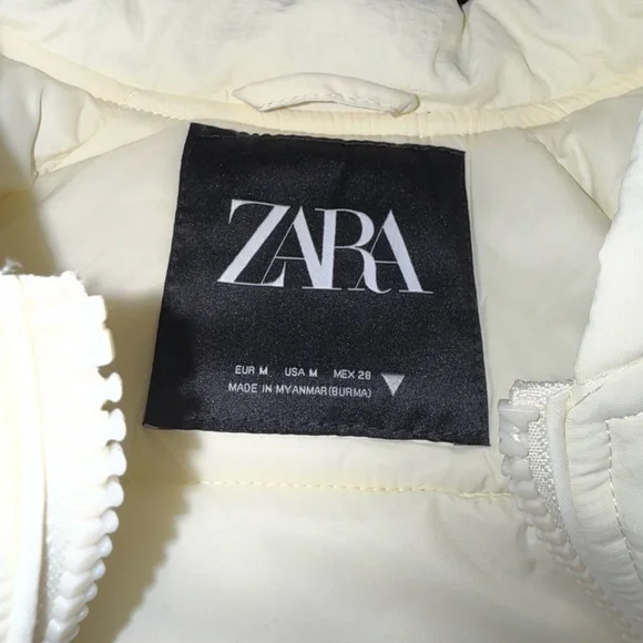 Zara Women's Cream Puffer Jacket - Picture 2 of 3